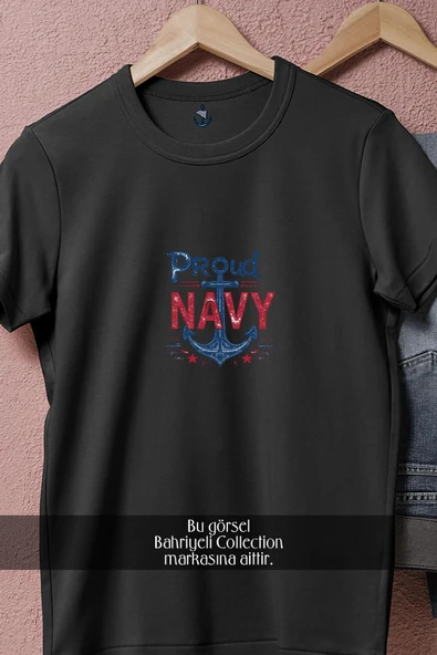 Oversize Proud Navy  Tasarımlı Unisex T-Shirt - 11