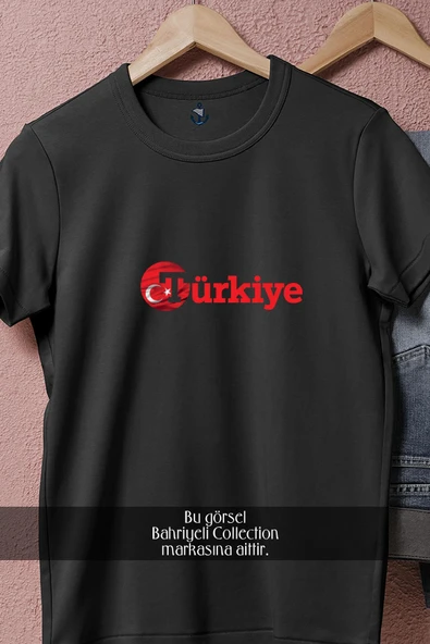 Oversize Ayyıldız Ve Türkiye Yazısı  Tasarımlı Unisex T-Shirt - Resim 5