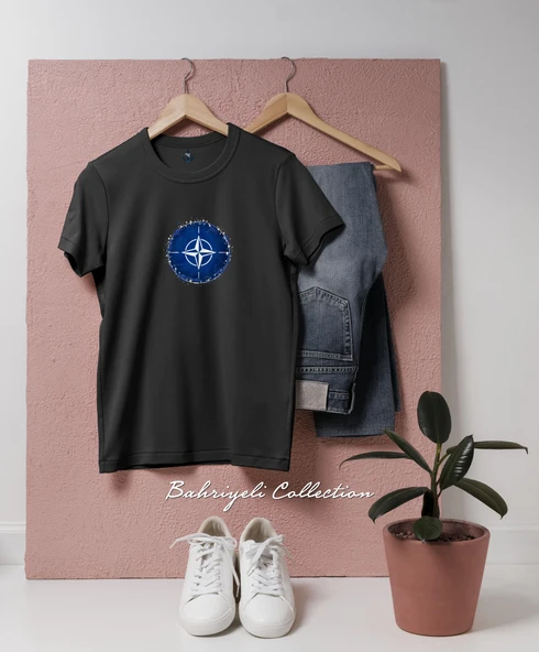 Oversize NATO Symbol  Tasarımlı Unisex T-Shirt - Resim 6
