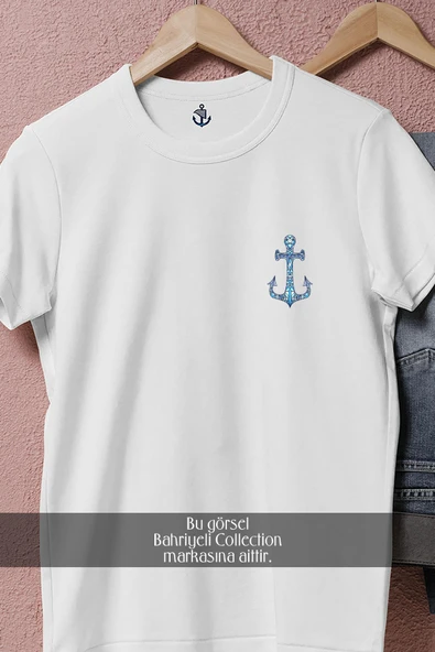 Oversize Denizci Çapa Ve Anchor  Cep Tasarımlı Unisex T-Shirt - Resim 8