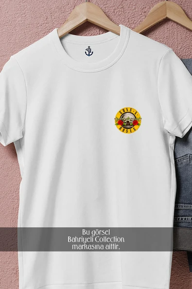 Oversize Guns N' Roses Logo  Cep Tasarımlı Unisex T-Shirt - Resim 2