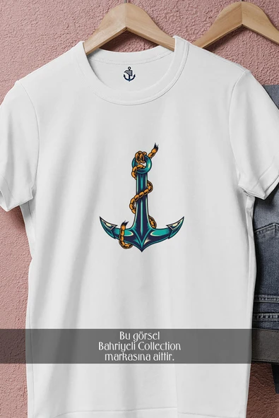 Oversize Deniz Çapası  Anchor  Tasarımlı Unisex T-Shirt - Resim 8