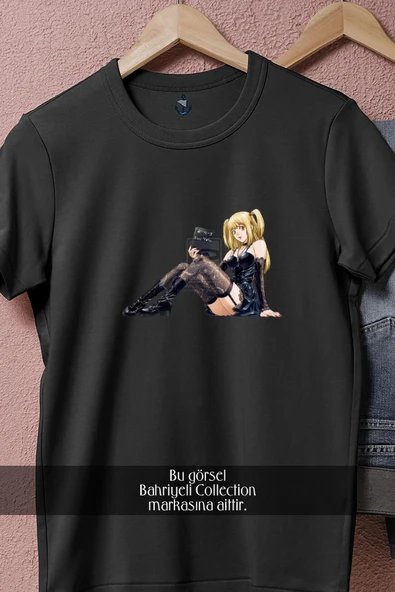Oversize Misa Amane Light Yagami Ryuk Death Note  Tasarımlı Unisex T-Shirt - Resim 5