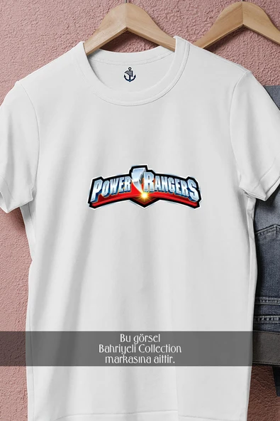 Oversize Pwer Rngers Logo İllustration  Tasarımlı Unisex T-Shirt - Resim 8