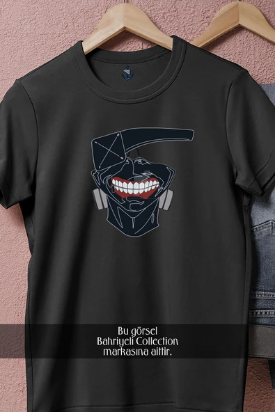 Oversize Tokyo Ghoul Kaneki Ken Mask  Tasarımlı Unisex T-Shirt - Resim 11