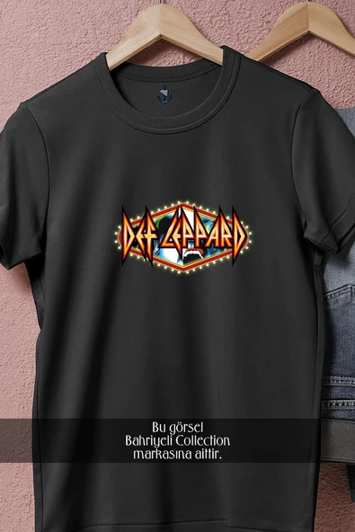 Oversize Def Leppard Logo(7)  Tasarımlı Unisex T-Shirt - Resim 5