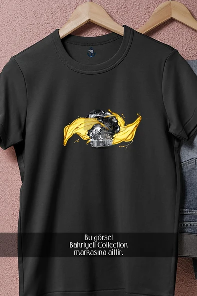 Oversize Vektörel Motor  Tasarımlı Unisex T-Shirt - Resim 5