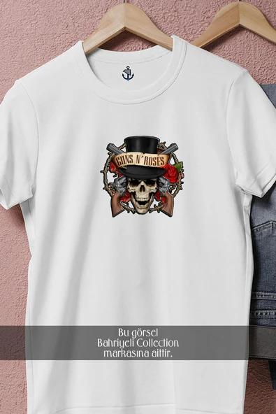 Oversize Guns N' Roses Kuru Kafa  Tasarımlı Unisex T-Shirt - Resim 2