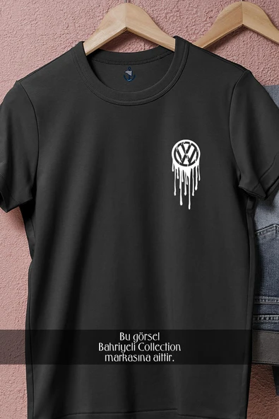 Oversize Vw - Volkswagen Logo 2 Cep Tasarımlı Unisex T-Shirt - Resim 5