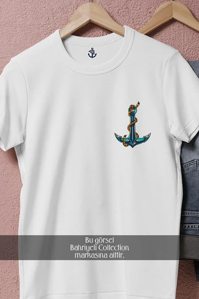 Oversize Deniz Çapası  Anchor  Cep Tasarımlı Unisex T-Shirt - 8