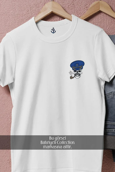 Oversize Denizci Kuru Kafa  Cep Tasarımlı Unisex T-Shirt - Resim 2