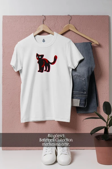 Oversize Black Cat Kitten Whiskers Domestic  Tasarımlı Unisex T-Shirt - Resim 7