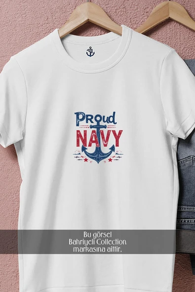 Oversize Proud Navy  Tasarımlı Unisex T-Shirt - 8