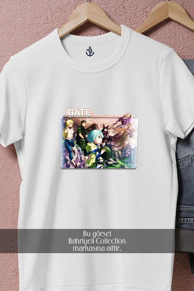 Oversize Gate Jietai Kanocho Nite, Kaku Tatakaeri Gate Anime  Tasarımlı Unisex T-Shirt - Resim 2