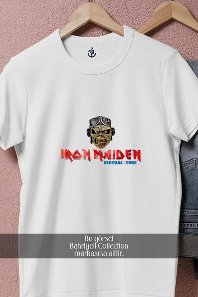 Oversize İron Maiden Virtual Time  Tasarımlı Unisex T-Shirt - 8