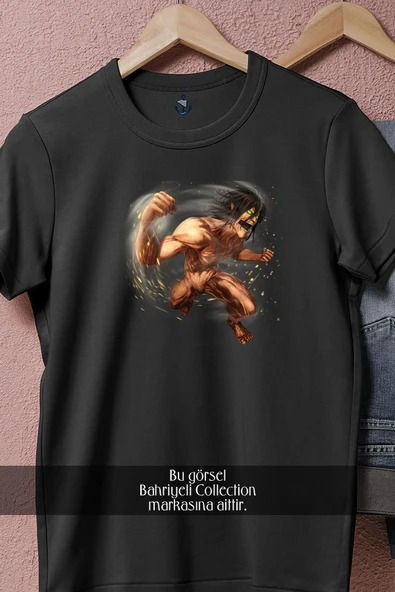 Oversize Attack On Titans Eren  Tasarımlı Unisex T-Shirt - Resim 8