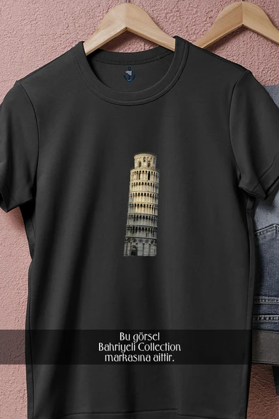 Oversize Pisa Kulesi İtalya  Tasarımlı Unisex T-Shirt - Resim 11