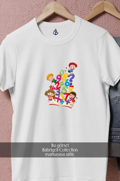 Oversize Euclidean Icons Mathematics Textbook Children  Tasarımlı Unisex T-Shirt - Resim 8