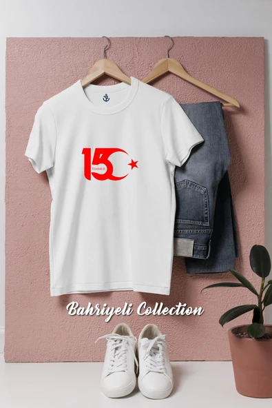 Oversize 15 Temmuz Ay Ve Yıldız  Tasarımlı Unisex T-Shirt ürün görseli