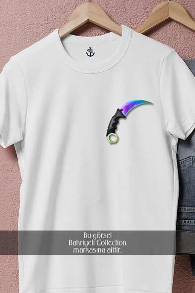 Oversize Counter-Strike- Global Offensive Karambi t Cep Tasarımlı Unisex T-Shirt - Resim 8