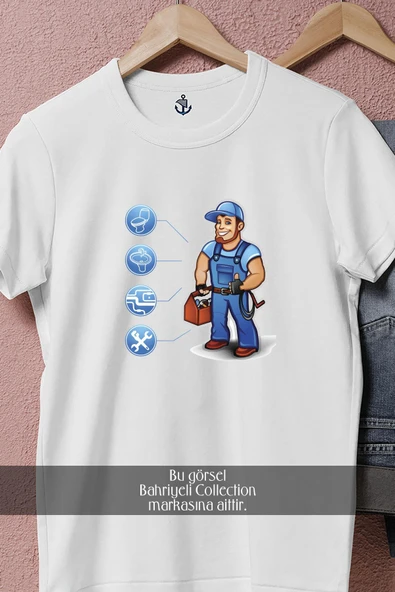 Oversize Su Tesisatı Tamircisi  Tasarımlı Unisex T-Shirt - Resim 2