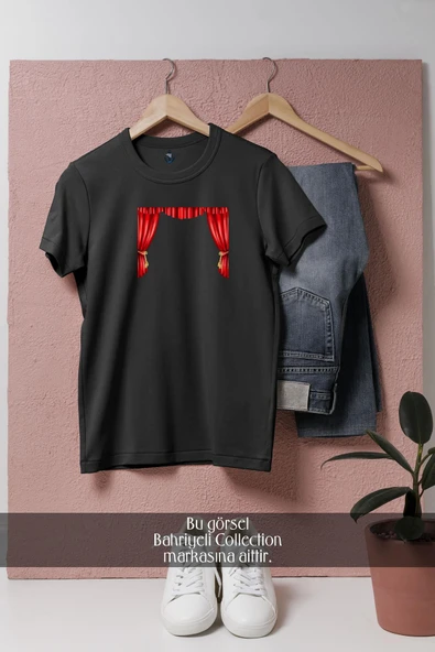 Oversize Tiyatro Perdesi Sahne Önü  Tasarımlı Unisex T-Shirt - Resim 10