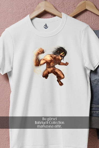 Oversize Attack On Titans Eren  Tasarımlı Unisex T-Shirt - Resim 2