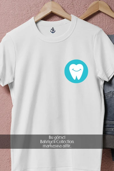 Oversize Dişçi Logo Dentist Cep Tasarımlı Unisex T-Shirt - Resim 4