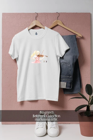 Oversize Kaori Violin Your Lie İn April Anime  Tasarımlı Unisex T-Shirt - Resim 7