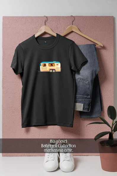 Oversize Karavan Kamping  Tasarımlı Unisex T-Shirt - 8
