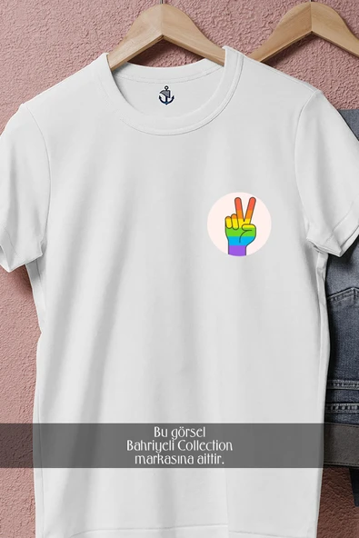 Oversize Lgbt Hand Cep Tasarımlı Unisex T-Shirt - Resim 8