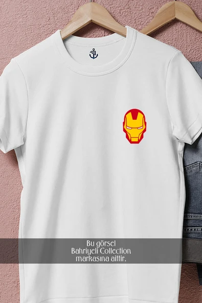 Oversize İronman Head Cep Tasarımlı Unisex T-Shirt - Resim 8