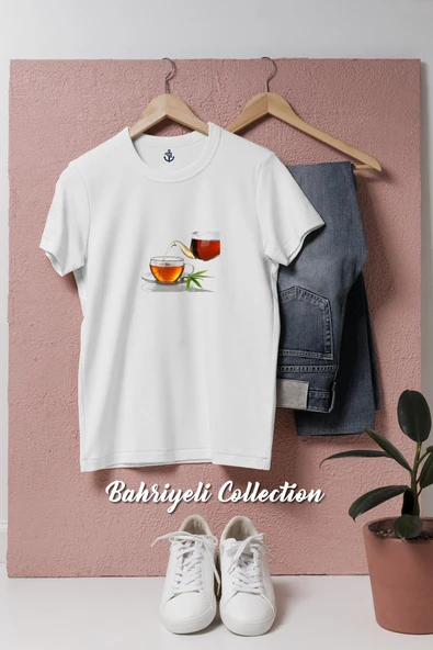 Oversize Siyah Türk Çayı Ve Demlik  Tasarımlı Unisex T-Shirt - Resim 9