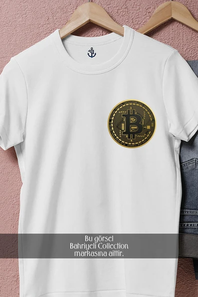 Oversize Bitcoin  Cep Tasarımlı Unisex T-Shirt - Resim 8