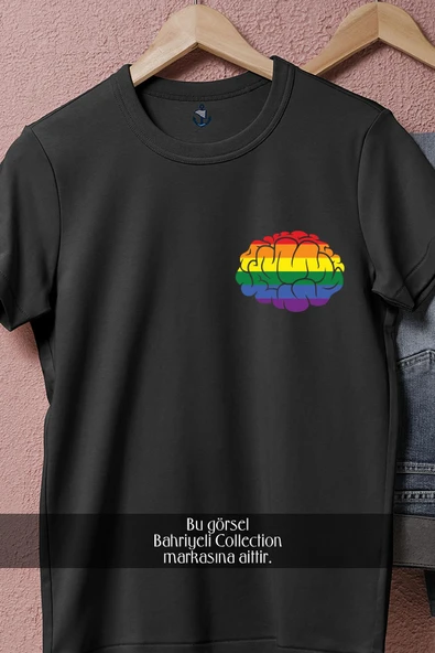 Oversize Lgbt Brain Cep Tasarımlı Unisex T-Shirt - Resim 5