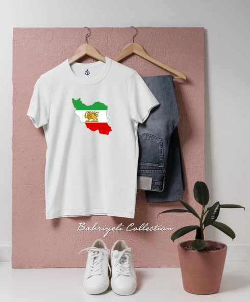 Oversize İran Büyük İran Bayrağı Haritası  Tasarımlı Unisex T-Shirt ürün görseli