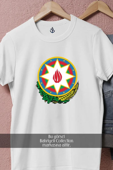 Oversize Azerbaijan Soviet Socialist Republic National Emblem  Tasarımlı Unisex T-Shirt - Resim 2