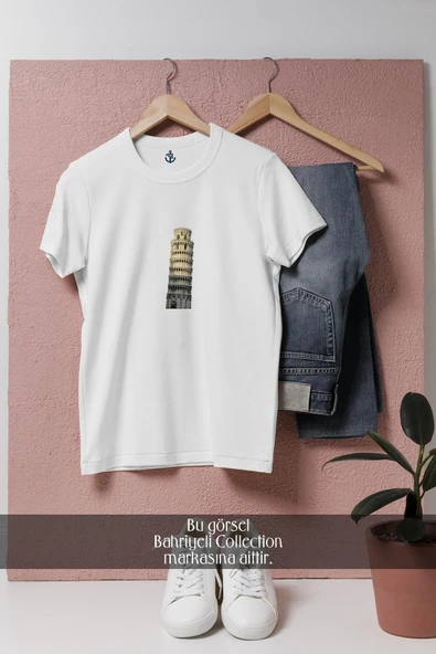 Oversize Pisa Kulesi İtalya  Tasarımlı Unisex T-Shirt ürün görseli