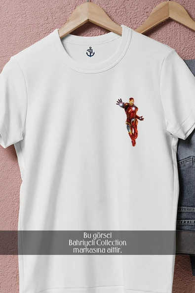 Oversize İron Man Cep Tasarımlı Unisex T-Shirt - Resim 8