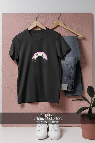 Oversize Follow Your Dreams Rainbow  Tasarımlı Unisex T-Shirt - Resim 4