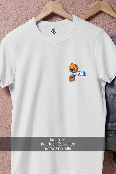 Oversize Kutu Bulan Mini Dalgıç  Cep Tasarımlı Unisex T-Shirt - Resim 2