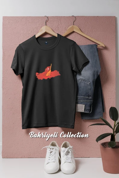 Oversize Türkiye Haritası Vektorel  Tasarımlı Unisex T-Shirt - Resim 3