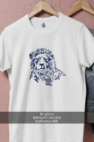 Oversize Aslan Vektörel Görsel  Tasarımlı Unisex T-Shirt - Resim 2
