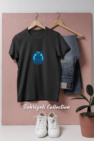 Oversize Deep Sea Diver Blue  Tasarımlı Unisex T-Shirt - Resim 3
