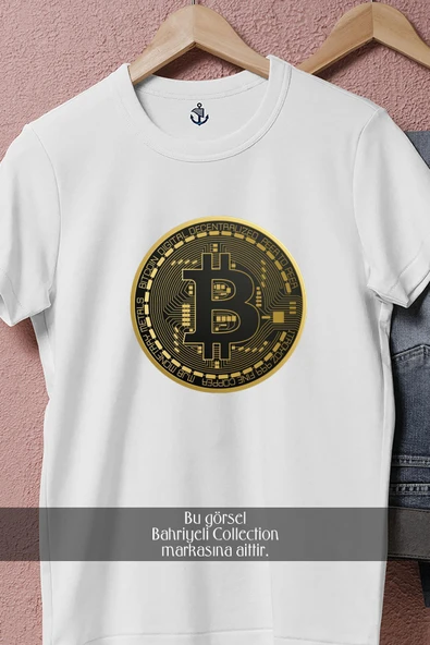Oversize Bitcoin  Tasarımlı Unisex T-Shirt - Resim 2