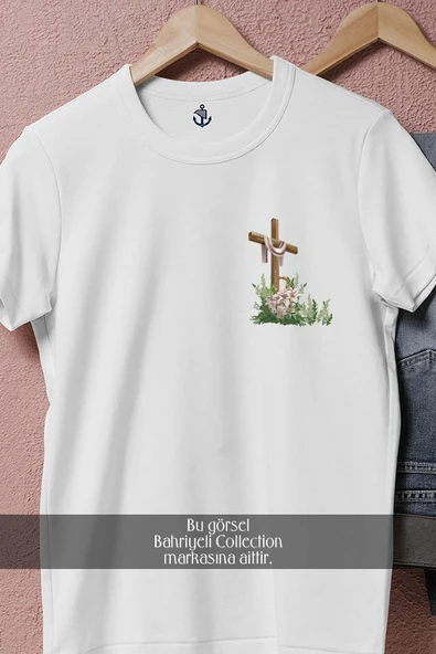 Oversize Hristiyan _ Haç _ Cross Cep Tasarımlı Unisex T-Shirt - Resim 8