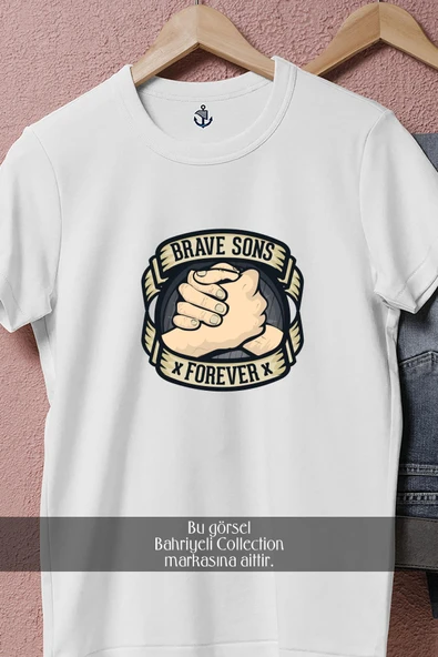 Oversize Brave Sons Forever  Tasarımlı Unisex T-Shirt - Resim 8