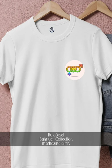Oversize Bisexual Logo Cep Tasarımlı Unisex T-Shirt - Resim 8