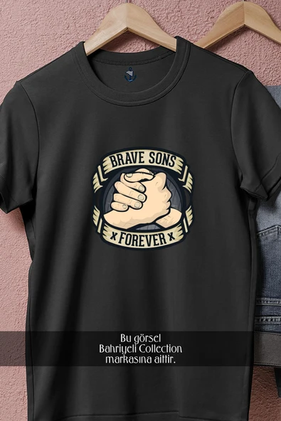 Oversize Brave Sons Forever  Tasarımlı Unisex T-Shirt - Resim 11