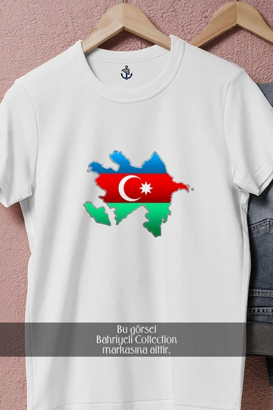 Oversize Flag Of Azerbaijan Map Flag  Tasarımlı Unisex T-Shirt - Resim 2